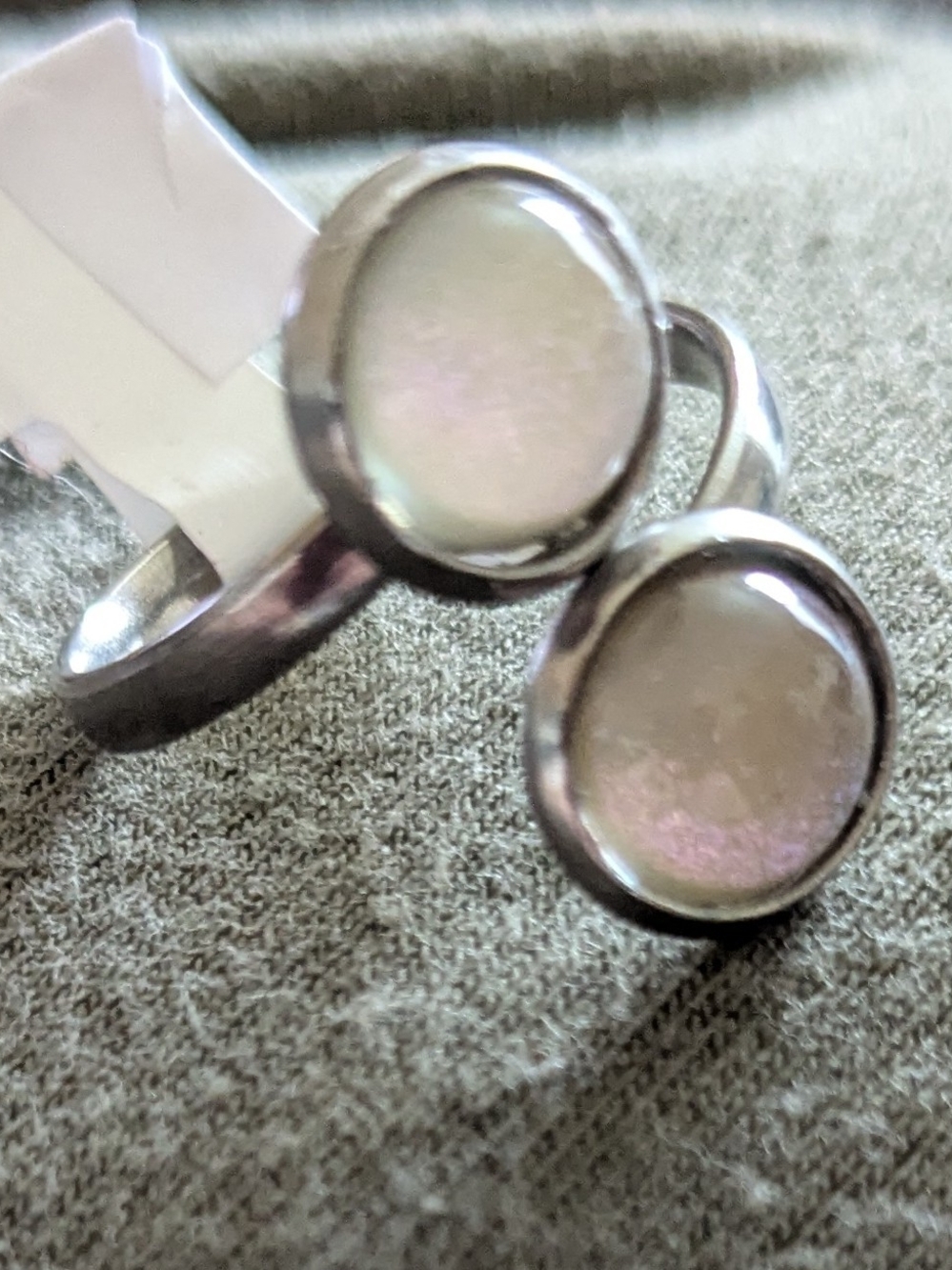 Iridescent Double Disc Silver Ring - Women Jewelry